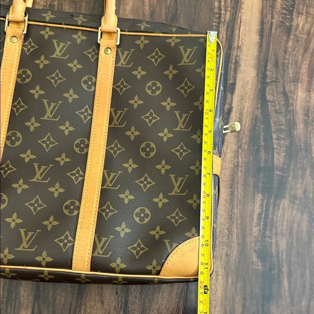 Louis Vuitton Monogram Canvas Briefcase with Tan Leather Trim